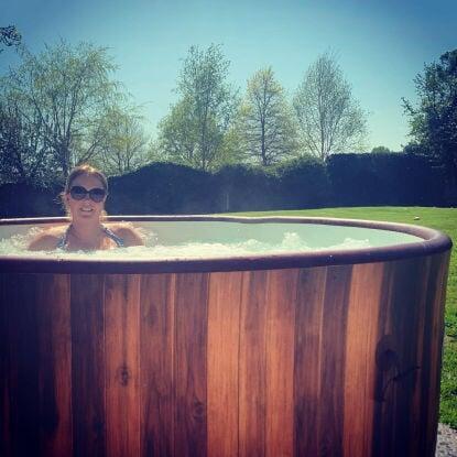 lady in sitting in Helsinki hot tub